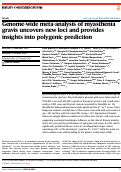 Cover page: Genome-wide meta-analysis of myasthenia gravis uncovers new loci and provides insights into polygenic prediction.