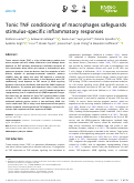 Cover page: Tonic TNF conditioning of macrophages safeguards stimulus‐specific inflammatory responses