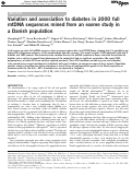 Cover page: Variation and association to diabetes in 2000 full mtDNA sequences mined from an exome study in a Danish population