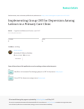 Cover page: Implementing Group CBT for Depression Among Latinos in a Primary Care Clinic.