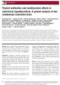 Cover page: Thyroid antibodies and levothyroxine effects in subclinical hypothyroidism: A pooled analysis of two randomized controlled trials