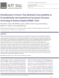 Cover page: Identification of Genes That Modulate Susceptibility to Formaldehyde and Imatinib by Functional Genomic Screening in Human Haploid KBM7 Cells