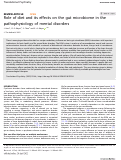 Cover page: Role of diet and its effects on the gut microbiome in the pathophysiology of mental disorders