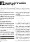 Cover page: Access, interest, and attitudes toward electronic communication for health care among patients in the medical safety net.