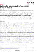 Cover page: Evidence for anaphase pulling forces during C. elegans meiosis