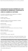 Cover page: Childhood Racism Experiences and Postpartum Depressive Symptoms in African American Mothers