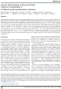 Cover page: Genetic determinants of blood-cell traits influence susceptibility to childhood acute lymphoblastic leukemia