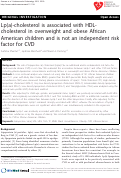 Cover page: Lp(a) cholesterol is associated with HDL-cholesterol in overweight and obese African American children and is not an independent risk factor for CVD