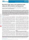 Cover page: Branched-chain amino acid catabolism fuels adipocyte differentiation and lipogenesis