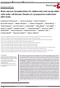 Cover page: Bone marrow transplantation for adolescents and young adults with sickle cell disease: Results of a prospective multicenter pilot study