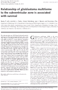 Cover page: Relationship of glioblastoma multiforme to the subventricular zone is associated with survival