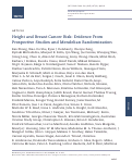 Cover page: Height and Breast Cancer Risk: Evidence From Prospective Studies and Mendelian Randomization