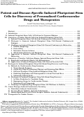 Cover page: Patient and Disease–Specific Induced Pluripotent Stem Cells for Discovery of Personalized Cardiovascular Drugs and Therapeutics
