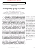 Cover page: Diagnostic Criteria for Nonviable Pregnancy Early in the First Trimester