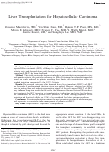 Cover page: Liver Transplantation for Hepatocellular Carcinoma