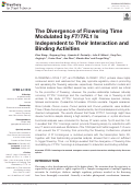 Cover page: The Divergence of Flowering Time Modulated by FT/TFL1 Is Independent to Their Interaction and Binding Activities