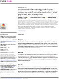 Cover page: Variation in benefit among patients with serious mental illness who receive integrated psychiatric and primary care.