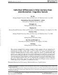 Cover page: Individual differences in false memory from misinformation: personality characteristics and their interactions with cognitive abilities