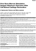 Cover page: Prior Bone Marrow Stimulation Surgery Influences Outcomes After Cell-Based Cartilage Restoration: A Systematic Review and Meta-analysis.