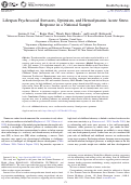 Cover page: Lifespan Psychosocial Stressors, Optimism, and Hemodynamic Acute Stress Response in a National Sample