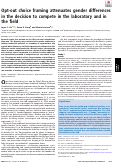 Cover page: Opt-out choice framing attenuates gender differences in the decision to compete in the laboratory and in the field