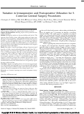 Cover page: Variation in Intraoperative and Postoperative Utilization for 3 Common General Surgery Procedures