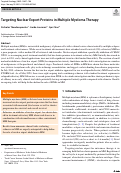 Cover page: Targeting Nuclear Export Proteins in Multiple Myeloma Therapy.