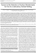 Cover page: Factors in the Selection of Surface Disinfectants for Use in a Laboratory Animal Setting.