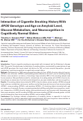 Cover page: Interaction of Cigarette Smoking History With APOE Genotype and Age on Amyloid Level, Glucose Metabolism, and Neurocognition in Cognitively Normal Elders.