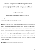 Cover page: Effect of temperature on the complexation of Uranium(VI) with fluoride in aqueous solutions