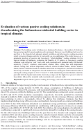 Cover page: Evaluation of various passive cooling solutions in decarbonizing the Indonesian residential building sector in tropical climates