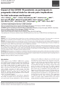 Cover page: Impact of the COVID-19 pandemic on participants in pragmatic clinical trials for chronic pain: implications for trial outcomes and beyond