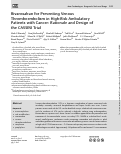 Cover page: Rivaroxaban for Preventing Venous Thromboembolism in High-Risk Ambulatory Patients with Cancer: Rationale and Design of the CASSINI Trial