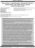 Cover page: Reduced Time to Admit Emergency Department Patients to Inpatient Beds Using Outflow Barrier Analysis and Process Improvement