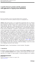 Cover page: A model of lexical variation and the grammar with&nbsp;application to Tagalog nasal substitution