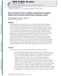 Cover page: Role of narrative skills on reading comprehension: Spanish–English and Cantonese–English dual language learners