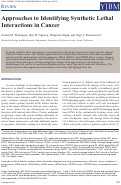 Cover page: Approaches to identifying synthetic lethal interactions in cancer.
