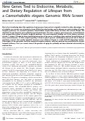 Cover page: New Genes Tied to Endocrine, Metabolic, and Dietary Regulation of Lifespan from a Caenorhabditis elegans Genomic RNAi Screen