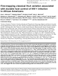 Cover page: Fine-mapping classical HLA variation associated with durable host control of HIV-1 infection in African Americans