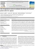 Cover page: Use of experience curves to estimate the future cost of power plants with CO2 capture