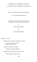 Cover page: Successes and challenges of instructional strategies in two-way bilingual immersion