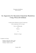 Cover page: An Apparatus for Dynamical Quantum Emulation Using Ultracold Lithium