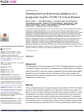 Cover page: Development and External Validation of a Prognostic Tool for COVID-19 Critical Disease