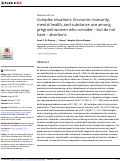 Cover page: Complex situations: Economic insecurity, mental health, and substance use among pregnant women who consider – but do not have – abortions