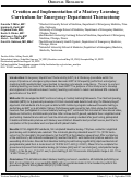 Cover page: Creation and Implementation of a Mastery Learning Curriculum for Emergency Department Thoracotomy