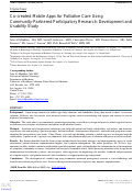 Cover page: Co-created Mobile Apps for Palliative Care Using Community-Partnered Participatory Research: Development and Usability Study.