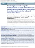 Cover page: Seminal Plasma Induces Global Transcriptomic Changes Associated with Cellular Migration, Proliferation, and Viability in Endometrial Epithelial Cells and Stromal Fibroblasts