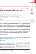 Cover page: Clinical consequences of a genetic predisposition toward higher benign prostate-specific antigen levels.