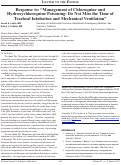 Cover page: Response to: "Management of Chloroquine and Hydroxychloroquine Poisoning: Do Not Miss the Time of Tracheal Intubation and Mechanical Ventilation"