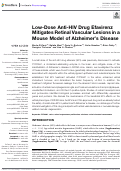 Cover page: Low-Dose Anti-HIV Drug Efavirenz Mitigates Retinal Vascular Lesions in a Mouse Model of Alzheimer’s Disease